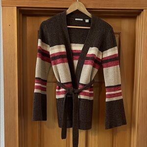 Halogen lambswool front tie cardigan sweater size M